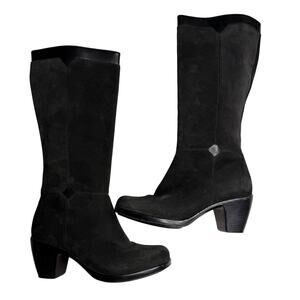 Eu 38 US 7.5-8 Dansko Tall Black Heeled Leather Boots Comfort Closet Staple Chic